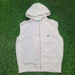 Nike Sportswear Hoodie Vest Mens M (Fits L) White Sleeveless Athleisure Gym